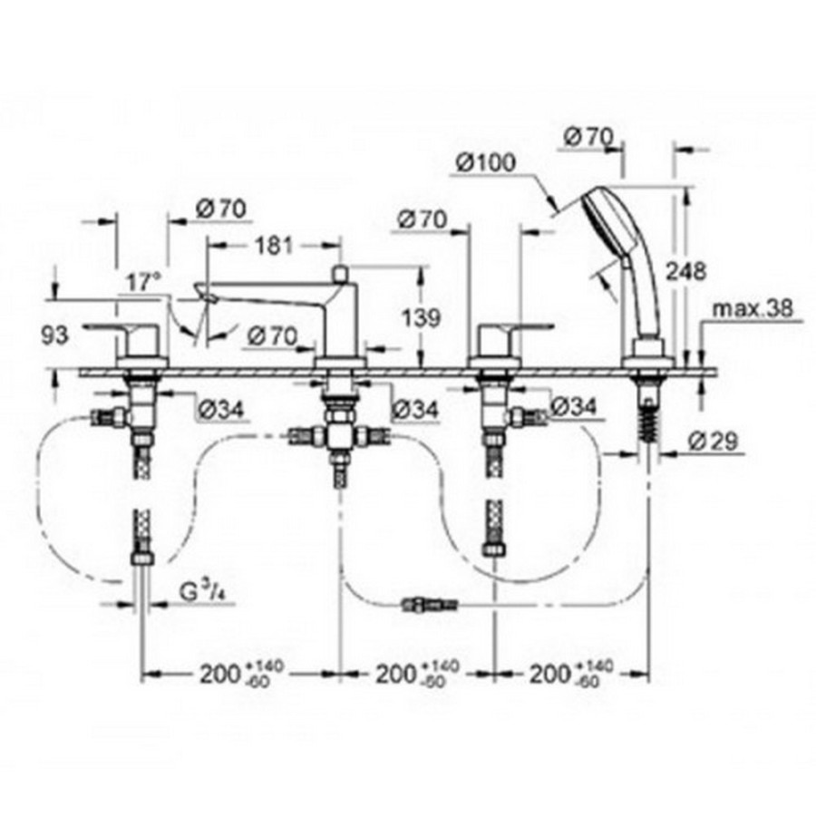 Смеситель для ванны Grohe BauLoop 2511900A