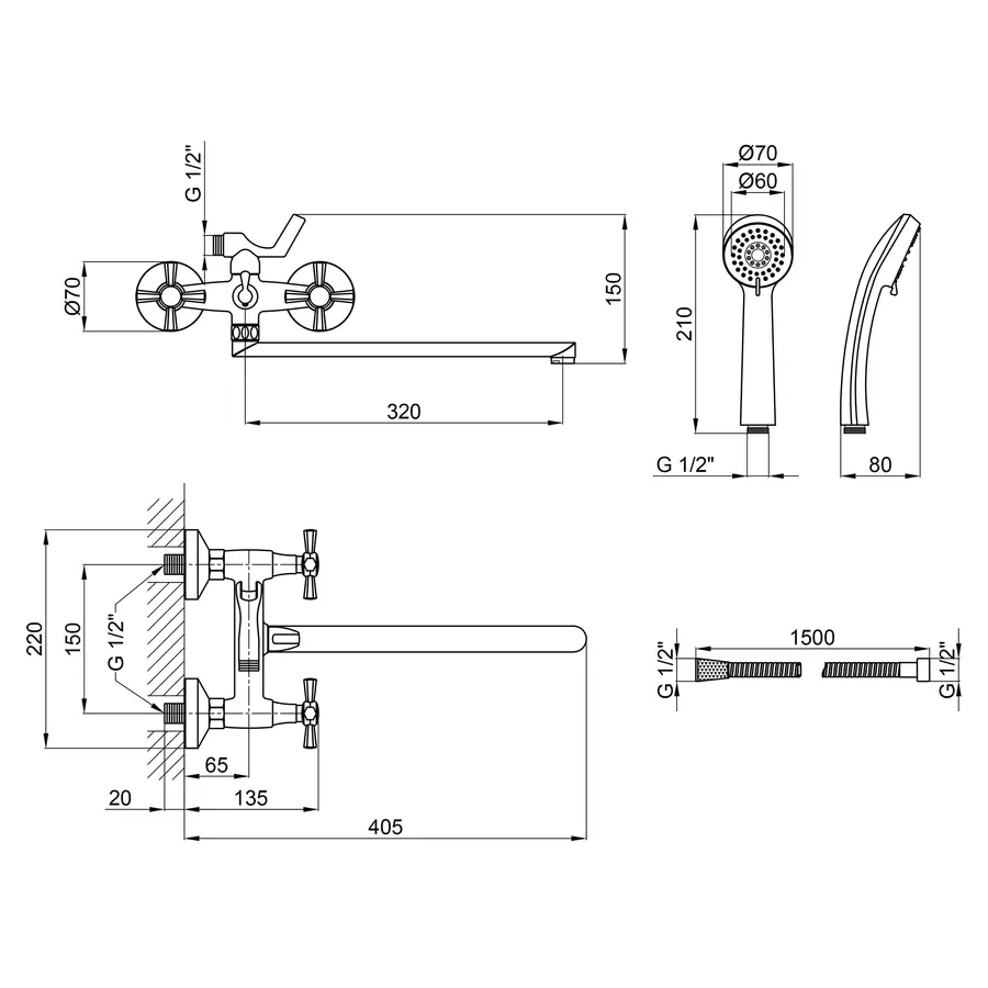 Змішувач для ванни Qtap Liberty ANT 140