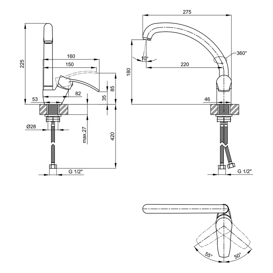 Смеситель для кухни Lidz (WHI) 40 87 008F-3