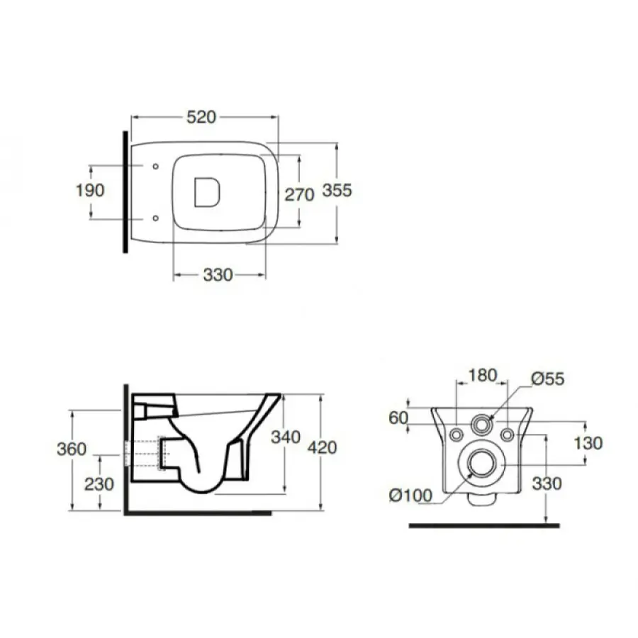 Унитаз подвесной Azzurra Prua PRU100CO1SOSKPRU1800COF