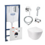 Комплект інсталяція Grohe Rapid SL 38772001 + унітаз з сидінням Qtap Jay QT07335176W + набір для гігієнічного душу зі змішувачем Grohe BauClassic 111048