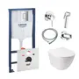 Комплект інсталяція Grohe Rapid SL 38772001 + унітаз з сидінням Qtap Jay QT07335176W + набір для гігієнічного душу зі змішувачем Grohe BauClassic 111048