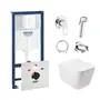 Комплект інсталяція Grohe Rapid SL 38722001 + унітаз з сидінням Qtap Crow QT05335170W + набір для гігієнічного душу зі змішувачем Grohe BauLoop 111042