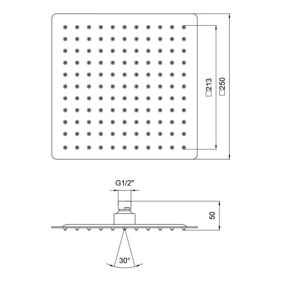 Лійка для верхнього душу Lidz (CRM) 51 10 104 25, 25х25 см
