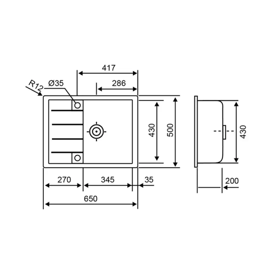 Кухонная гранитная мойка Lidz 650x500 / 200 WHI-01 (LIDZWHI01650500200)