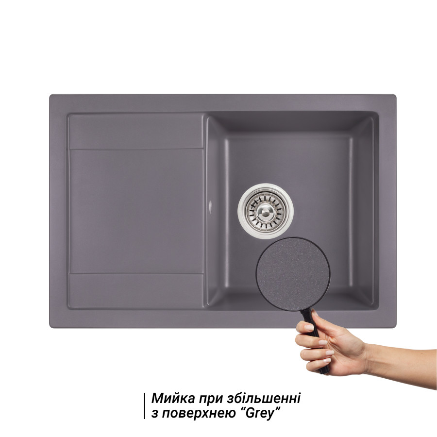 Кухонна гранітна мийка Qtap CS 7449 Grey (QT7449GRE471)