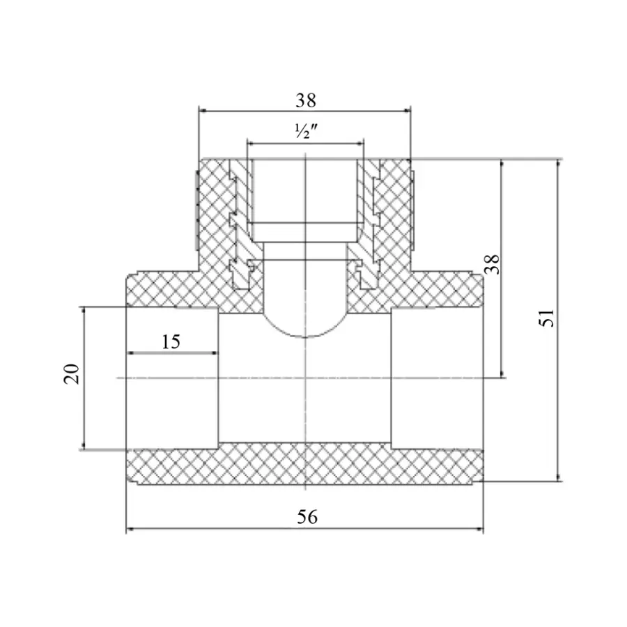 Тройник PPR Blue Ocean 20х1 / 2 "х20 ВР