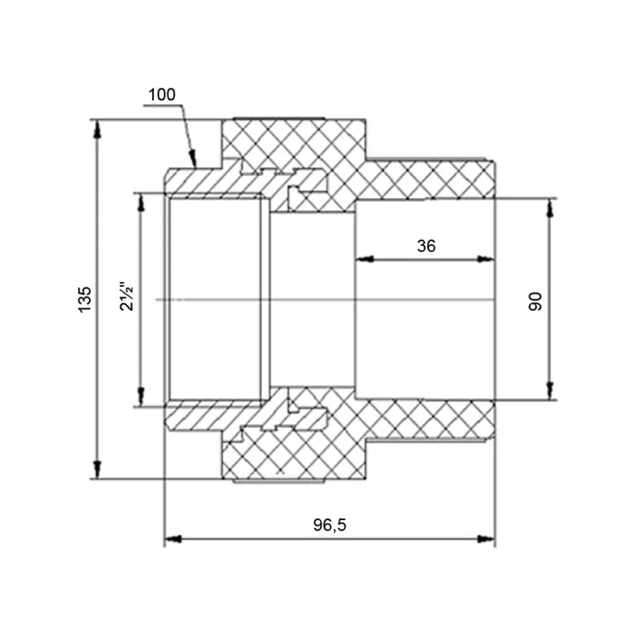 Муфта PPR Blue Ocean 90х3" ВР