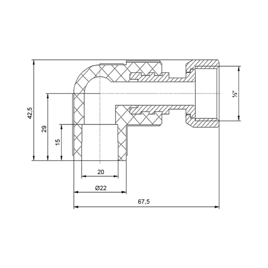 Кутик PPR Blue Ocean з накидною гайкою 20х1/2", 90° ВР