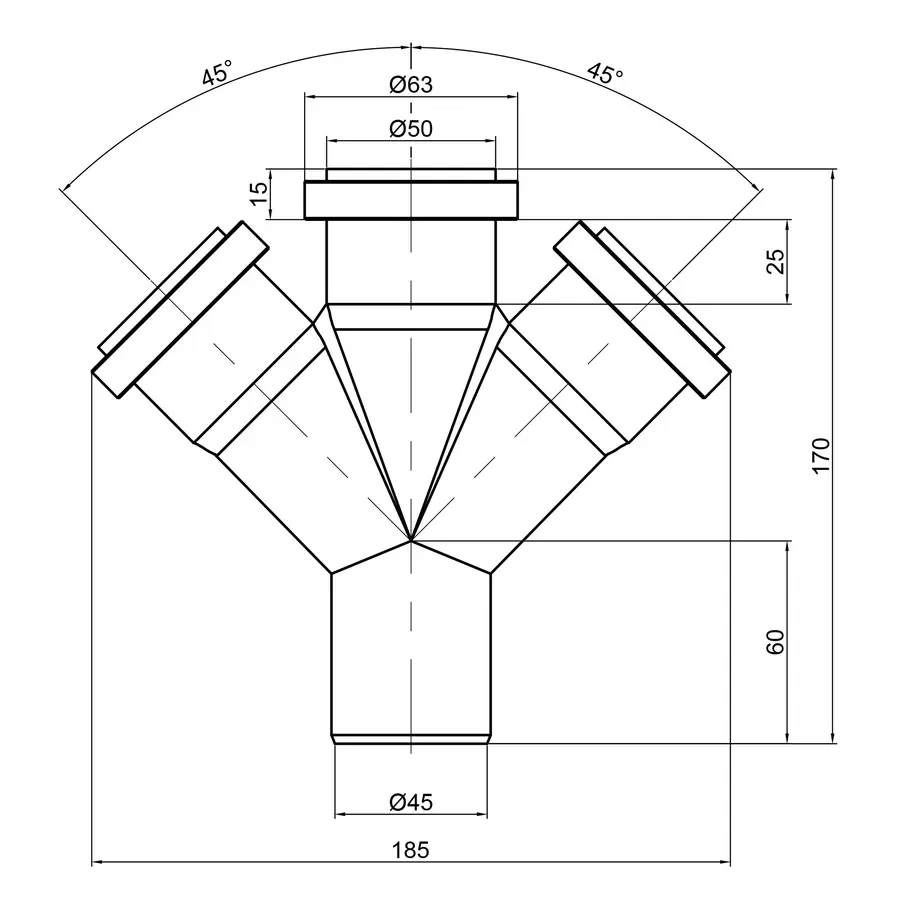 Крестовина канализационная TA Sewage 50, 45 °