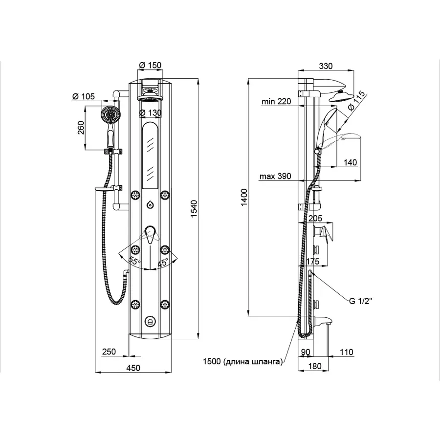 Душова панель Qtap SIL 1101