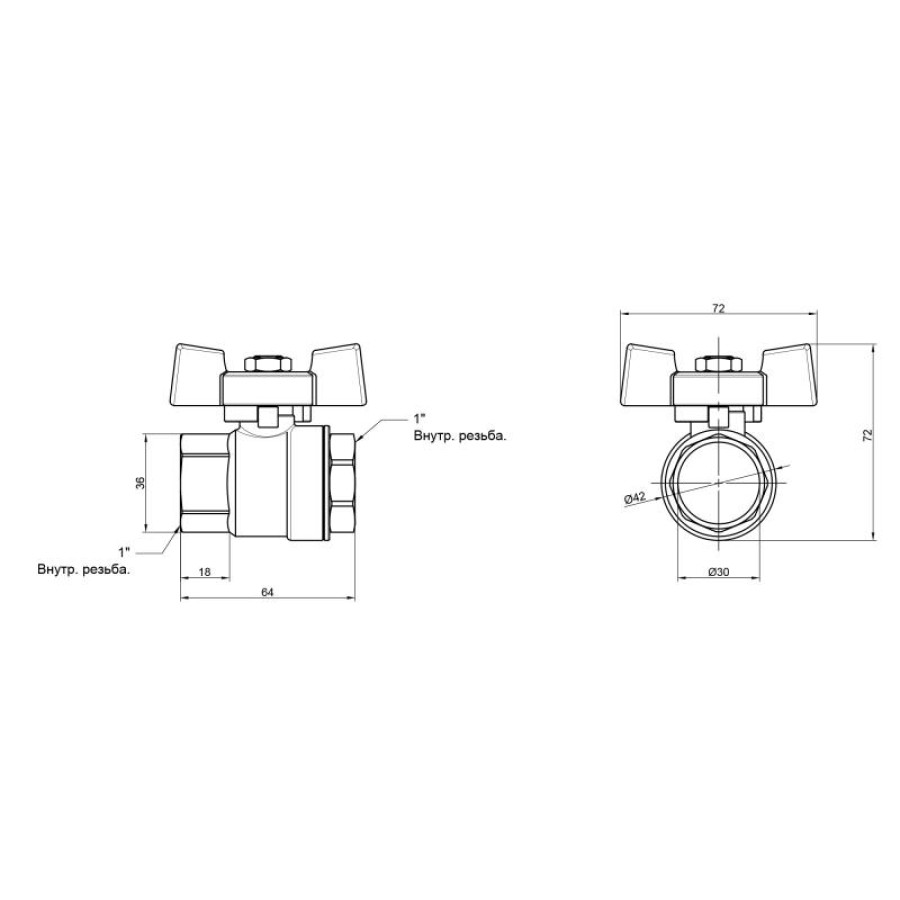 Кран кульовий SD Plus 1" ВР для води (метелик) SD602NW25PN40