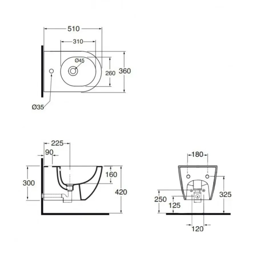 Біде підвісне Azzurra Comoda COM500B1SOSP