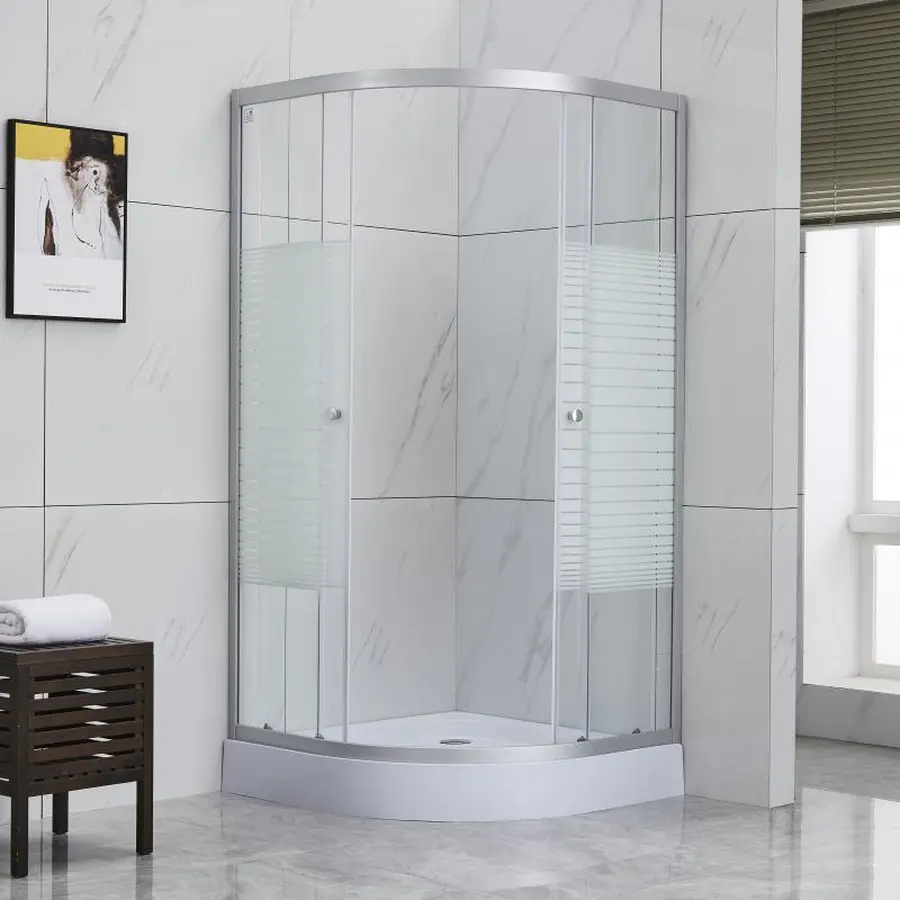 Душова кабіна Lidz Wieza SC90x90.SAT.LOW.L, скло Linie 4 мм