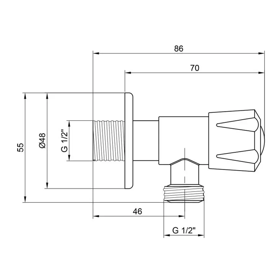 Кран приладовий Lidz (NKS) 01 02 001 12 1/2"х1/2" кутовий