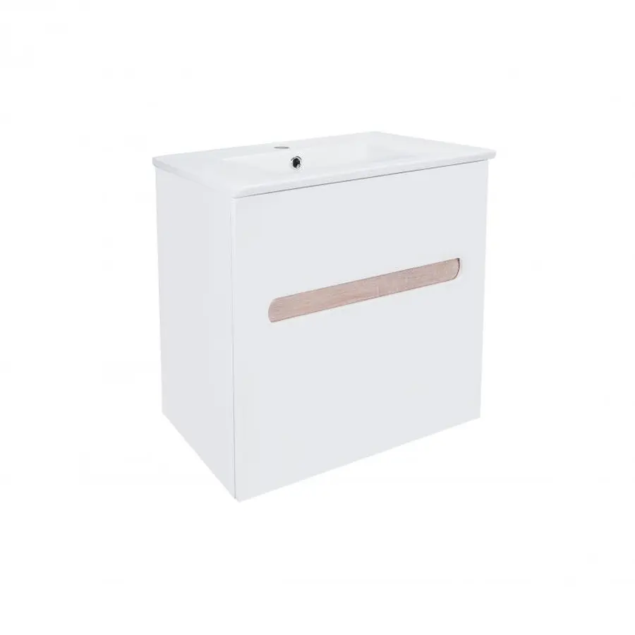Комплект Qtap Virgo 600х580х437 White/Whitish oak тумба підвісна + раковина урізна QT1872TPА6013060CW
