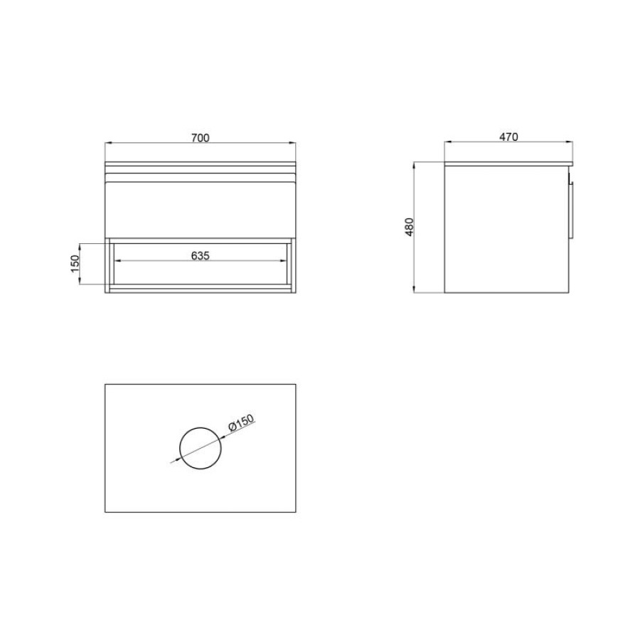 Тумба підвісна Qtap Robin 700х476х437 Graphite/Whitish oak зі стільницею QT1379TPН7002GWO