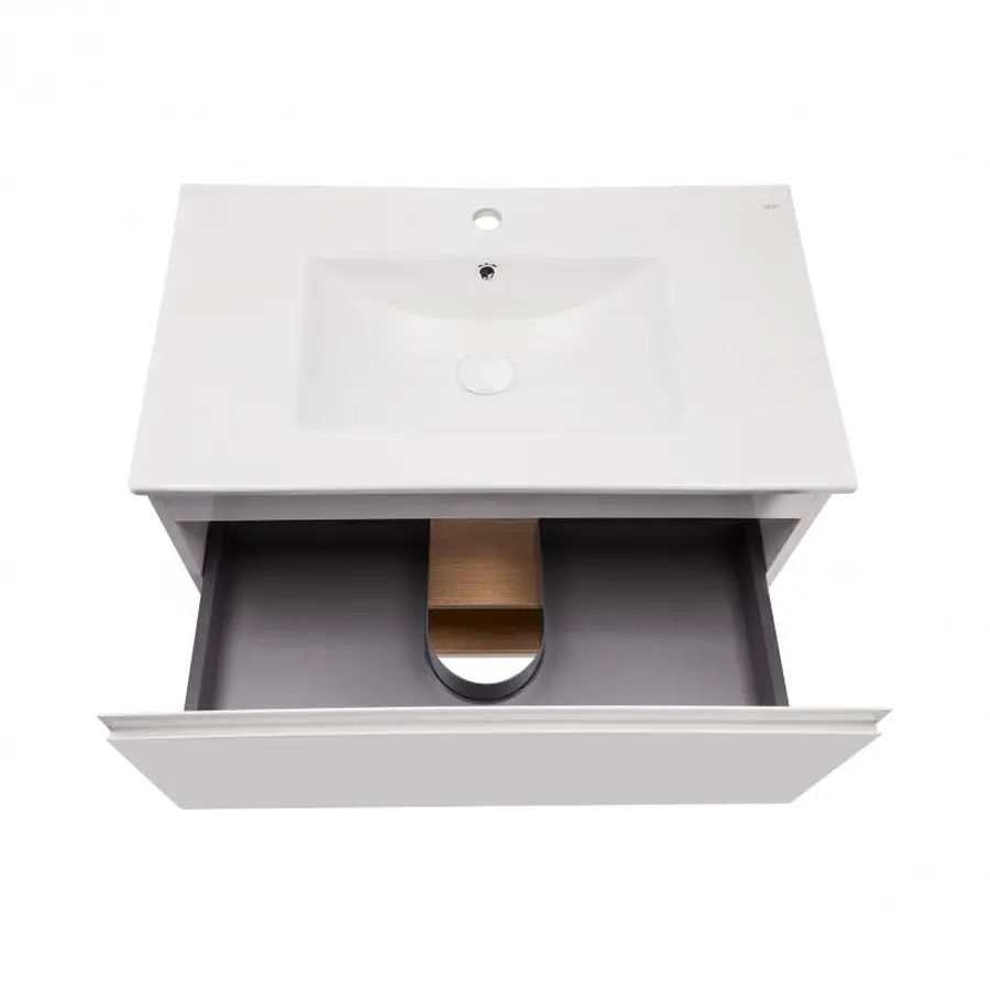Комплект Qtap Robin 800х580х437 White/Whitish oak тумба підвісна + раковина урізна QT1372TPВ8001WWO