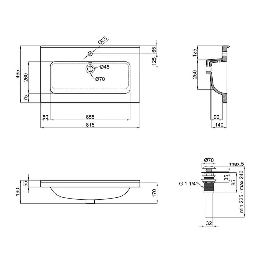 Раковина Qtap Albatross 01 815х467х195 White з донним клапаном QT0111FL8167CW