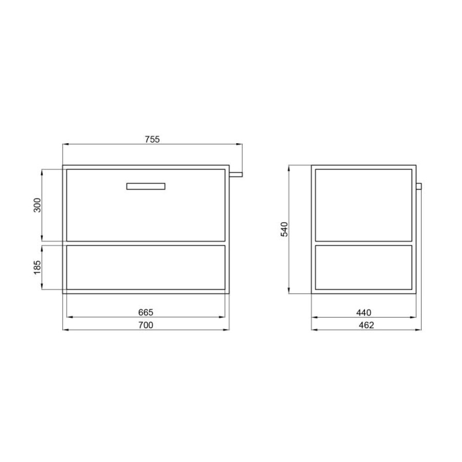 Тумба підвісна Qtap Taurus 700х580х437 White/Whitish oak QT2474TPT703WWO