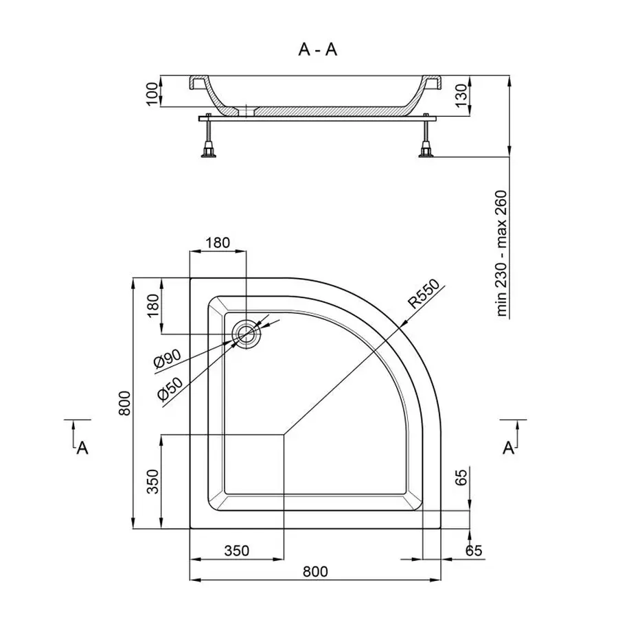 Душовий піддон Lidz Kupala ST80x80x26