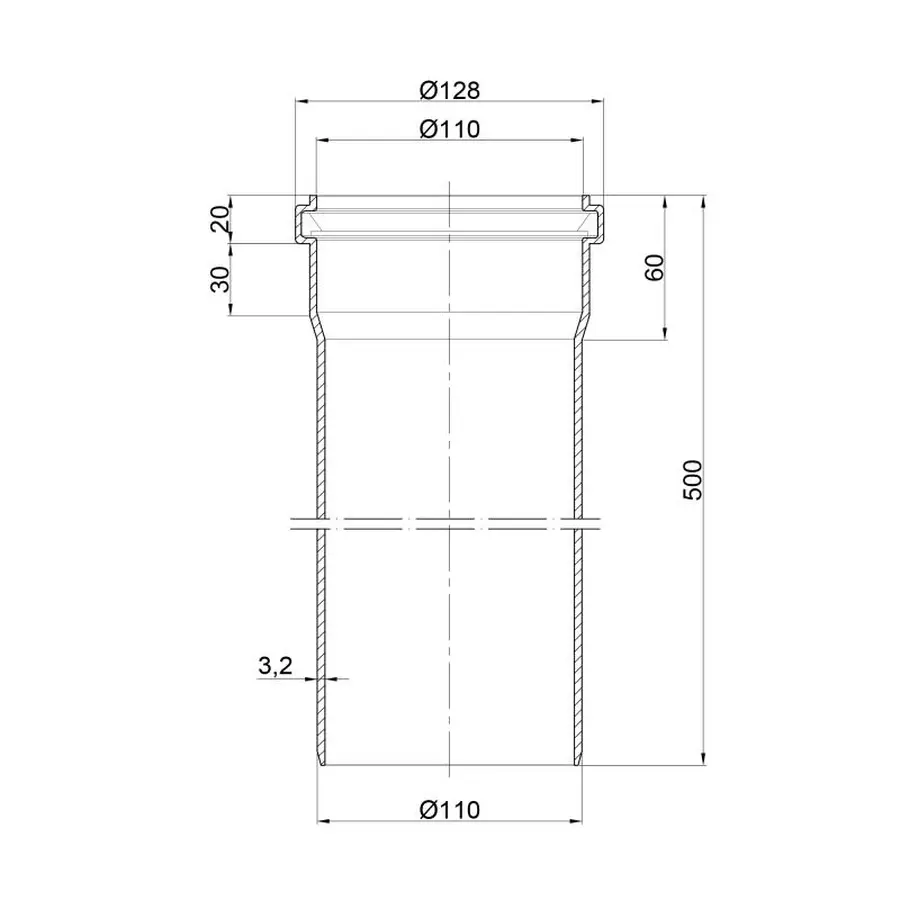 Труба ПВХ каналізаційна 110х3,2 0,5 м