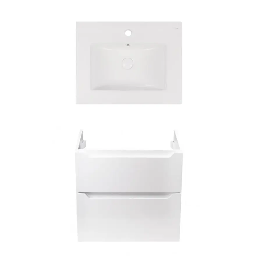 Комплект Qtap тумба підвісна Scorpio 600х585х460 мм White + раковина урізна Albatross New QT71SC43968