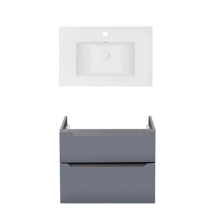 Комплект Qtap тумба підвісна Scorpio 800х585х460 мм Graphite + раковина урізна Albatross E QT71SC43989