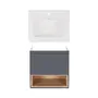 Комплект Qtap тумба підвісна Robin 600х580х437 мм Graphite/Whitish oak + раковина урізна Albatross New QT71RO44045