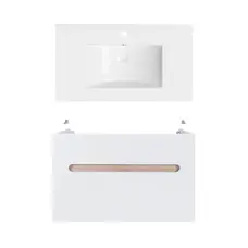 Комплект Qtap тумба підвісна Virgo 800х580х437 мм White/Whitish oak + раковина урізна Albatross QT71V44079
