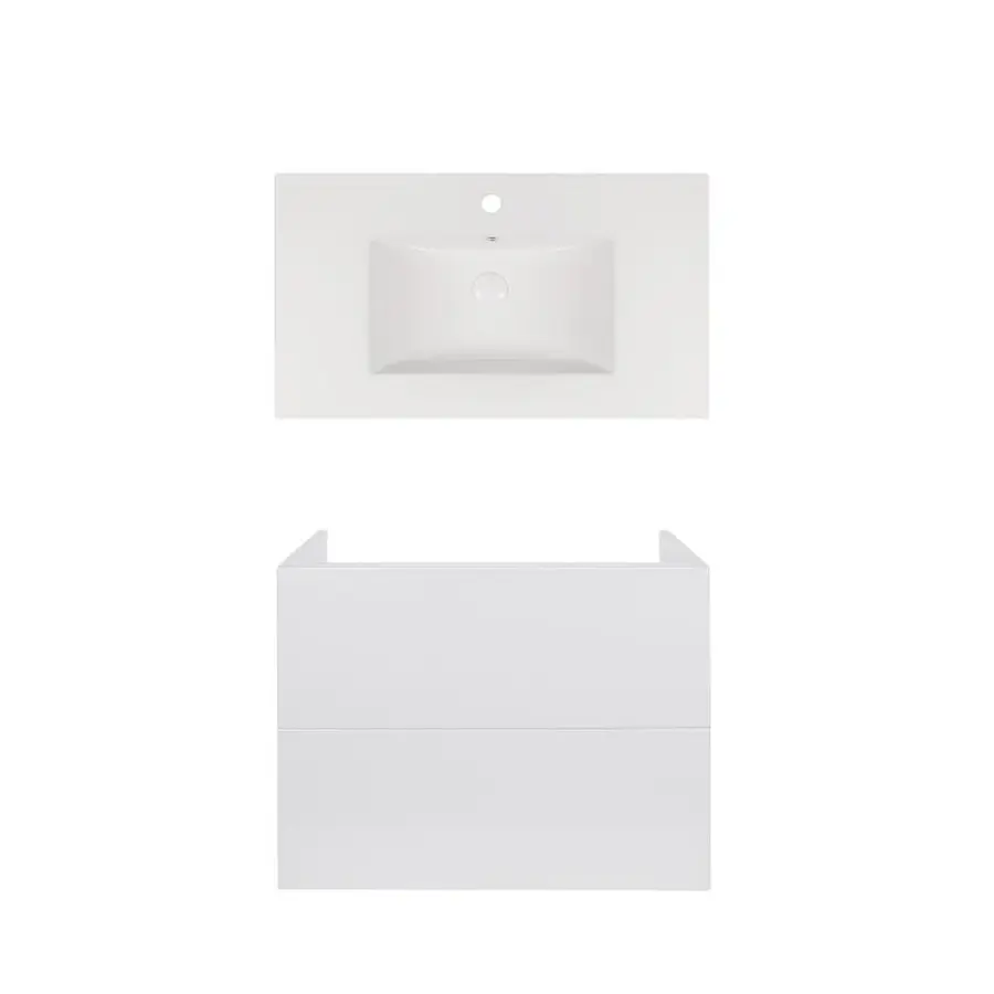 Комплект Qtap тумба підвісна Tern 800х580х437 мм White + раковина урізна Albatross New QT71TE44109