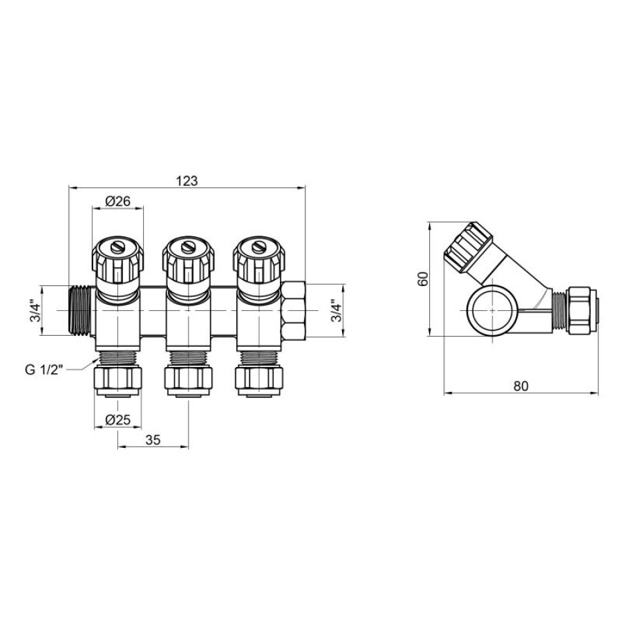 Колектор SD Plus 3/4" 3 виходи SD230W3