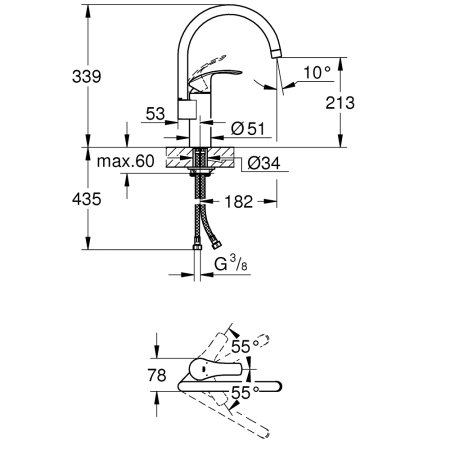 Змішувач для кухні Grohe Eurosmart 33202002