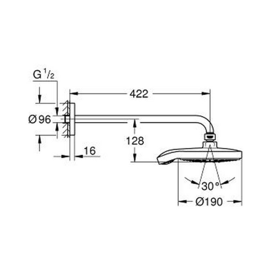 Лейка для верхнего душа с держателем Grohe Power & Soul Cosmopolitan 190 26172000