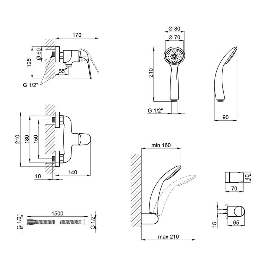 Змішувач для душу Qtap Arena CRM 010