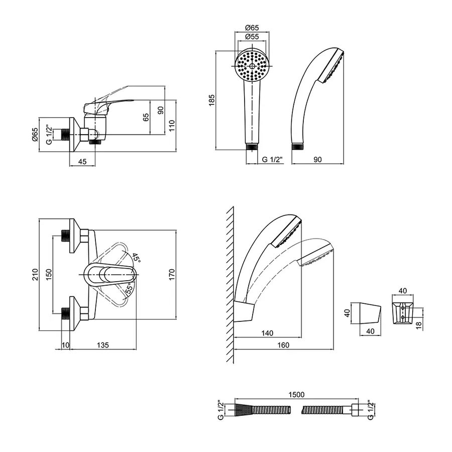 Змішувач для душу Lidz (CRM) 16 37 010 00