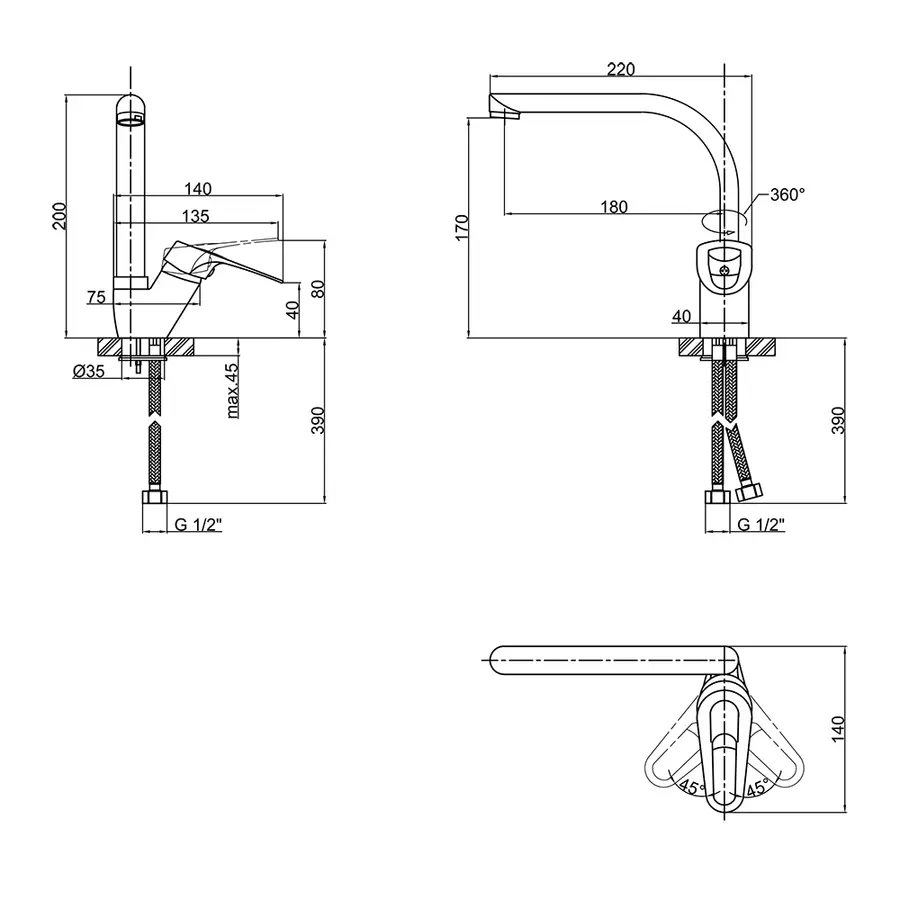 Смеситель для кухни Lidz (CRM) 16 37 007 06
