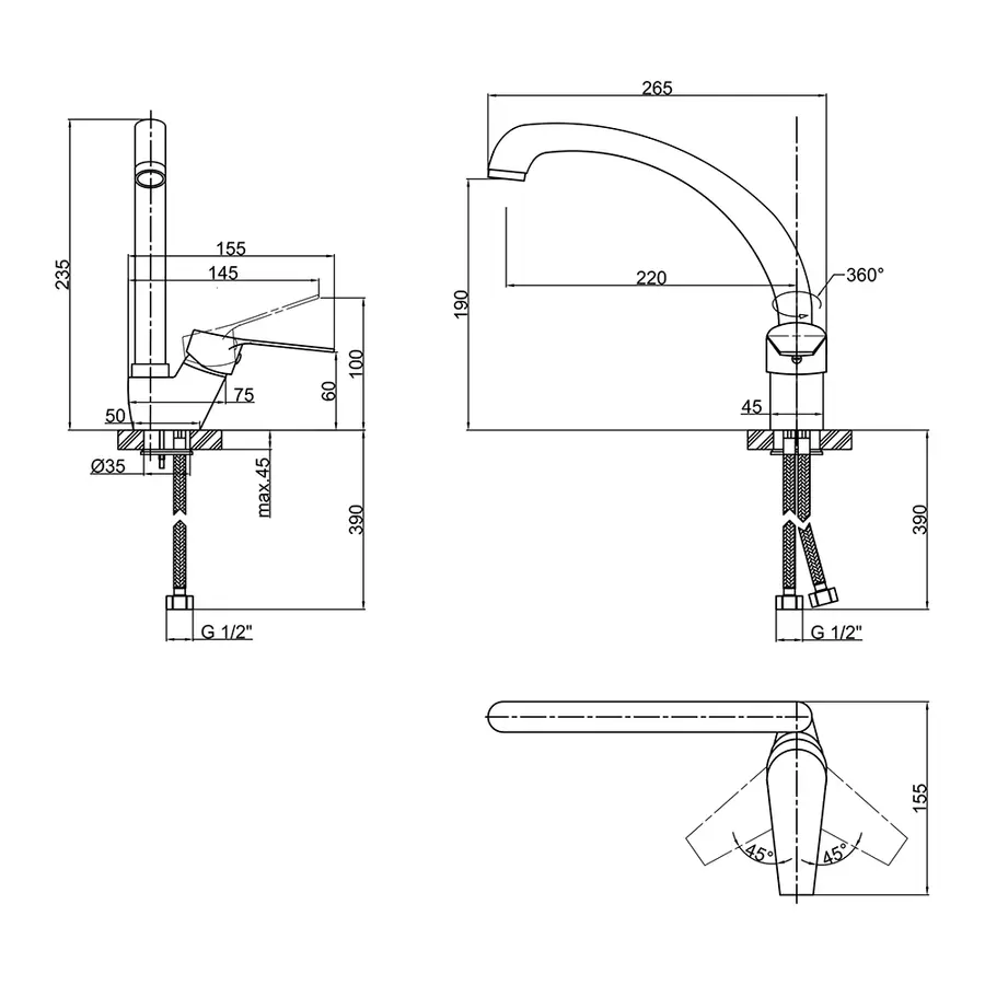 Смеситель для кухни Lidz (CRM) 20 38 007 03