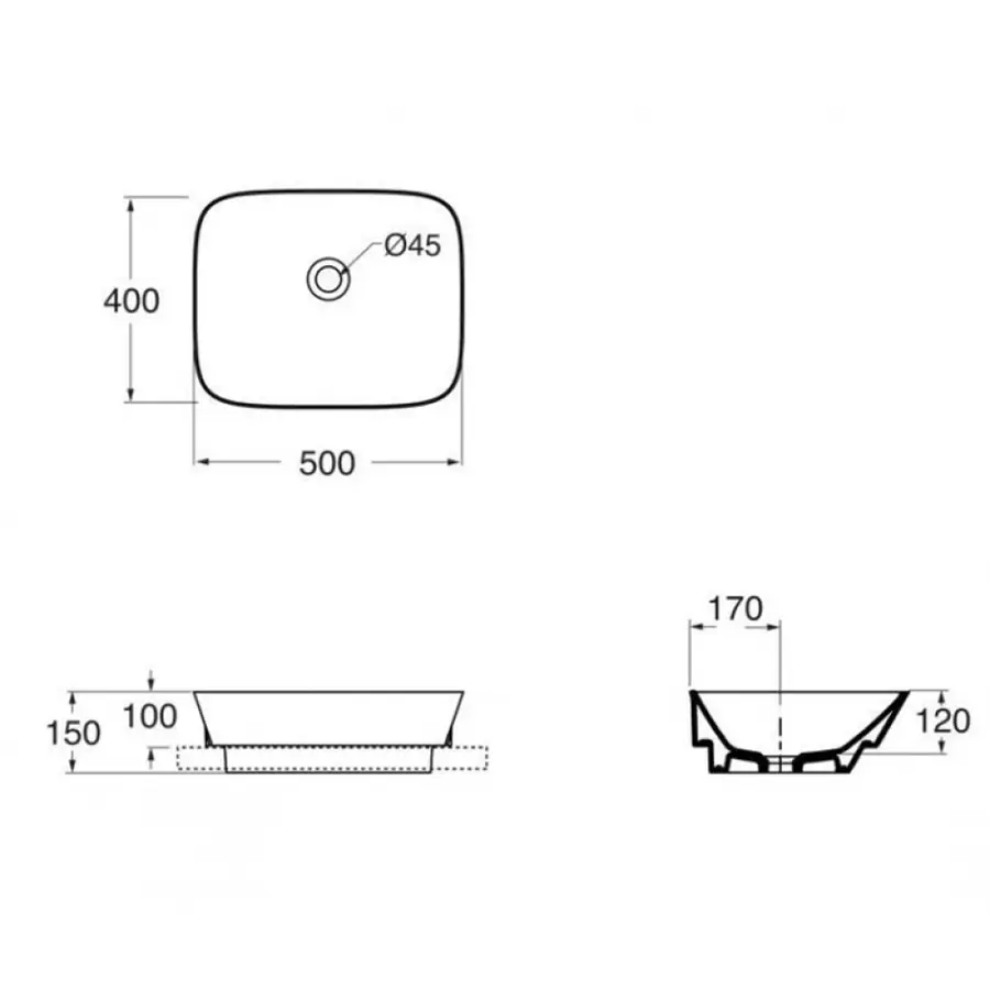 Раковина для ванны Azzurra Prua PRU50CO1IN