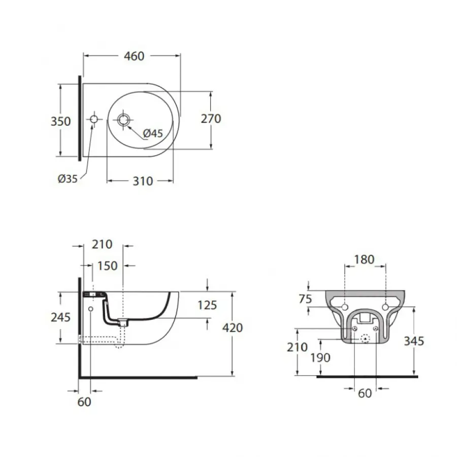 Биде подвесное Azzurra Mini Nuvola NUV546B1SOSK