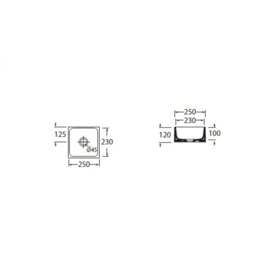 Раковина для ванны квадратная Azzurra Lavabi arredo GEO25B1 Shiny white