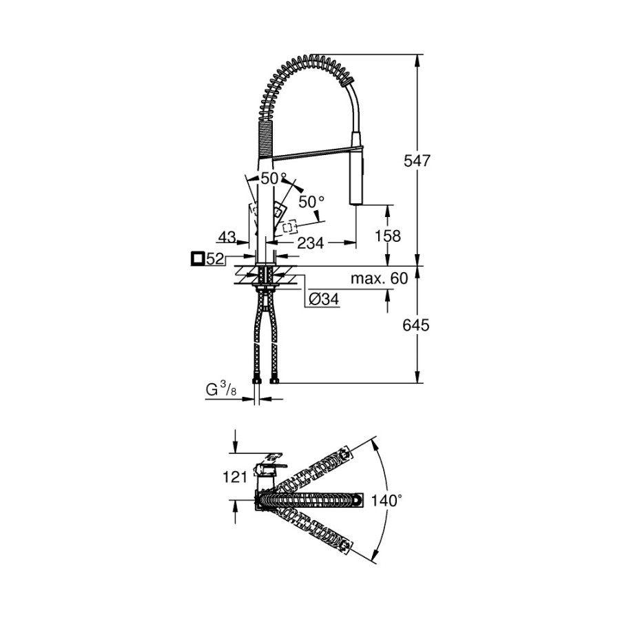 Смеситель для кухни с рефлекторным изливом Grohe Eurocube 31395000