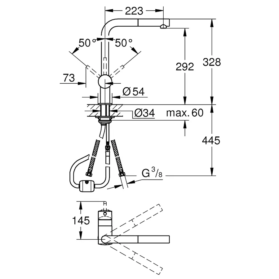 Мойка кухонная Grohe K500 31573SD0 + смеситель Minta 32168000