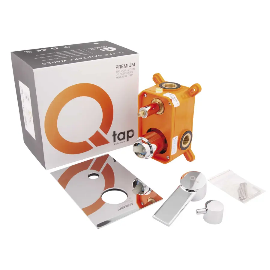 Змішувач прихованого монтажу для ванни Qtap Form 010-22 SQ CRM для двох споживачів