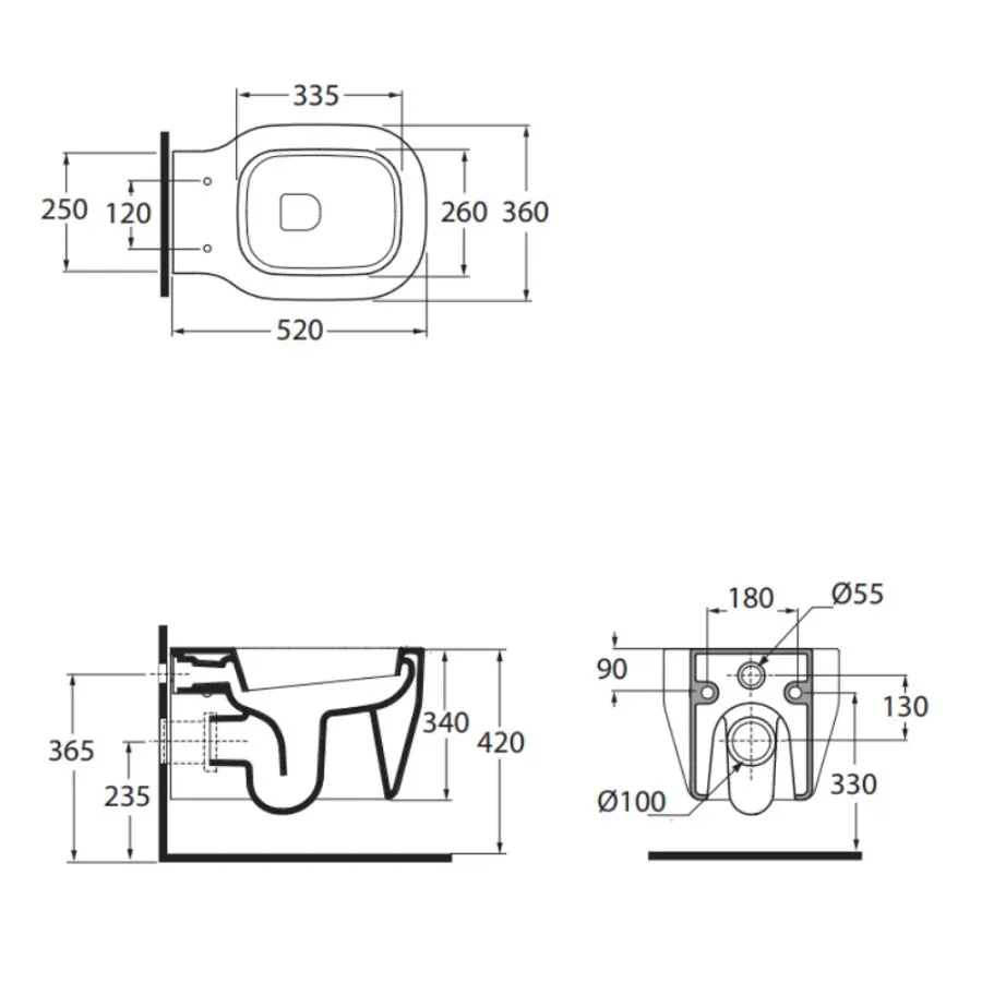 Унитаз подвесной Azzurra Glaze GLZ100B1SOSKGLZ1800F