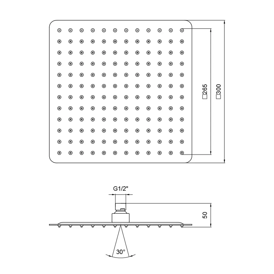 Лійка для верхнього душу Lidz (CRM) 51 10 104 30, 30х30 см