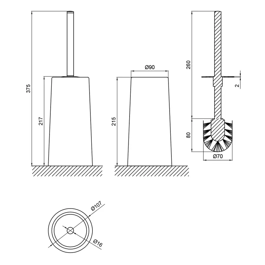 Ершик для унитаза Lidz (WHI) 121.05.12