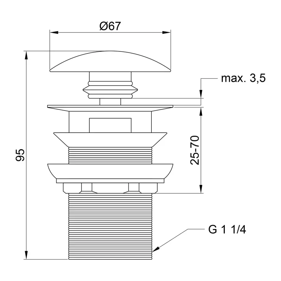Донний клапан для раковини Lidz (CRM) 47 00 003 00 з переливом