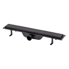 Трап Qtap Dry Tile304-600MBLA лінійний з сухим закривом та нержавіючою решіткою 600х70