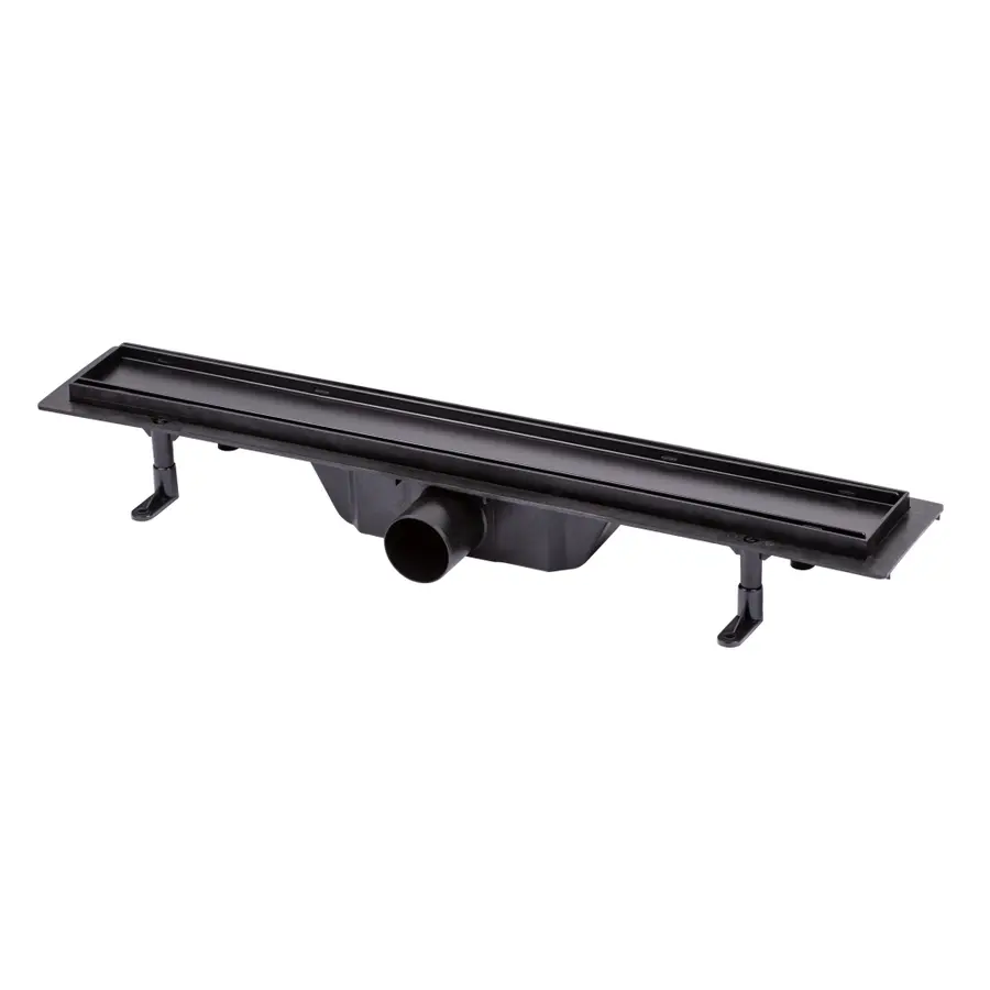 Трап Qtap Dry Tile304-600MBLA лінійний з сухим закривом та нержавіючою решіткою 600х70